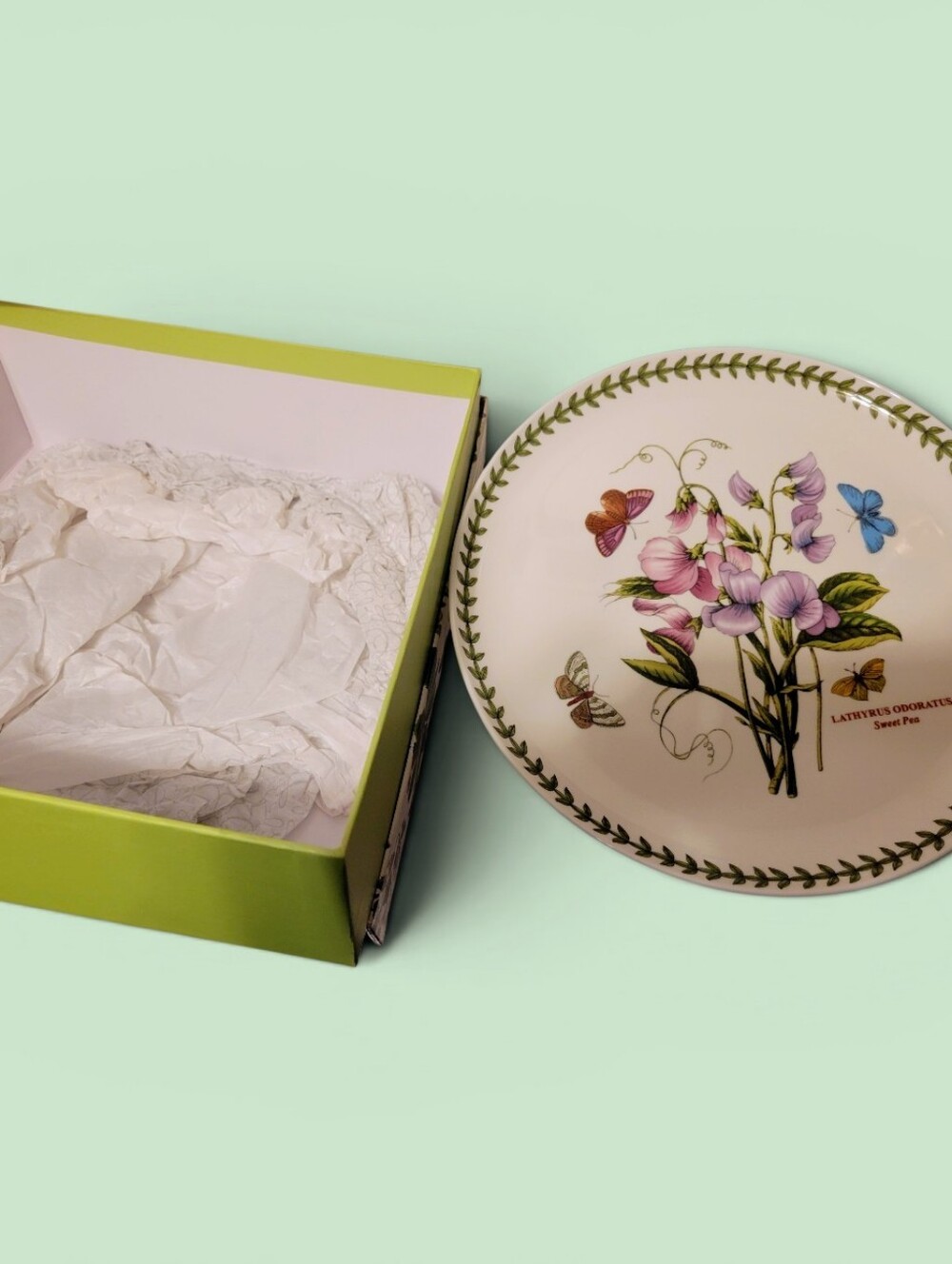 Portmeirion Botanic Garden Floral Butterfly Footed Cake Plate/Stand In Box, EUC - Picture 4 of 7